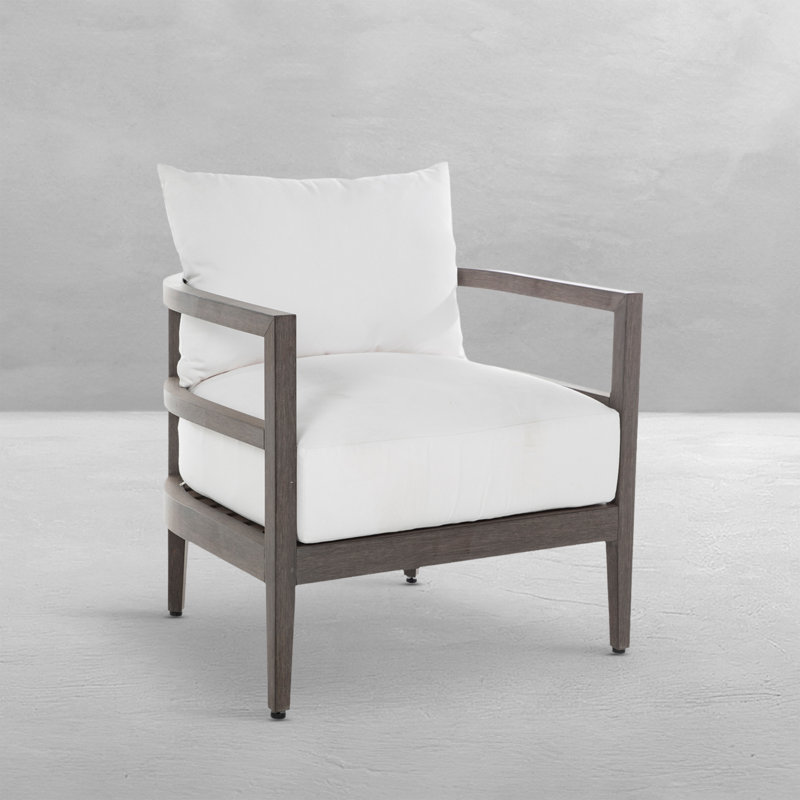 Santa Barbara N-Dura Wood Outdoor Lounge Chair, No Welt + Dream Fill, Linen Dove, Slate Gray