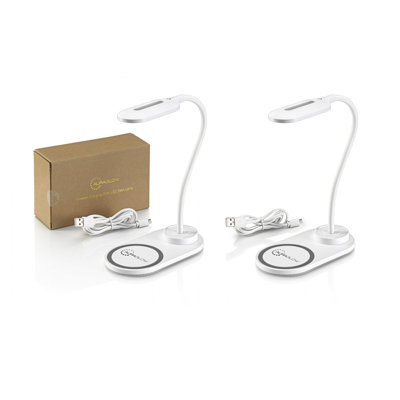 Auraglow Flexible Lamp with 10W Qi Wireless Fast Charger - Two Pack