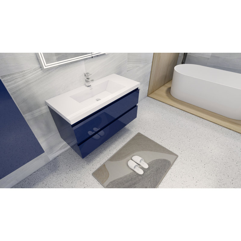 Ensemble de meuble-lavabo simple 41,75 po Curly, Bleu nuit
