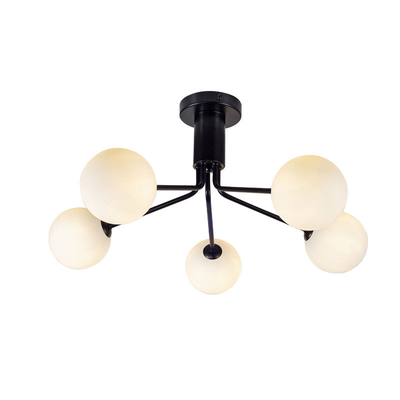 Aure Glass Semi Flush Mount, Matt Black