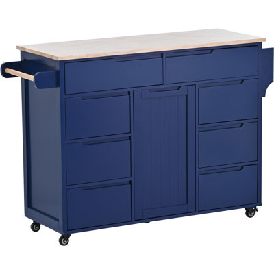 Crader Rubber Wood Countertop Kitchen Cart Kitchen Island,island,coffee cart by Latitude Run