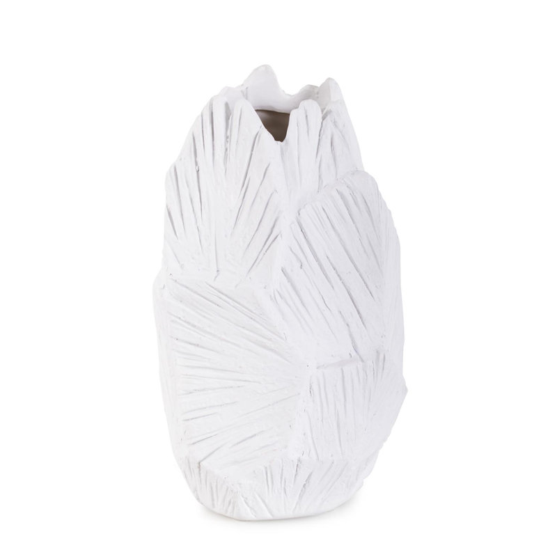 Abstract Elm Short Vase in White
