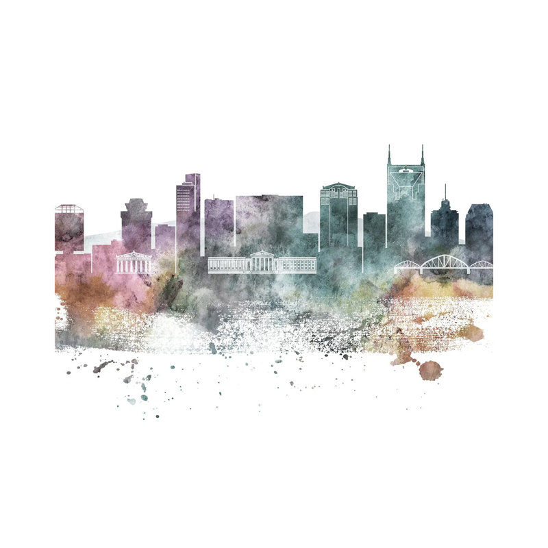 Nasville Pastel Skylines by WallDecorAddict - Wrapped Canvas Painting, 66.04 cm H x 45.72 cm W