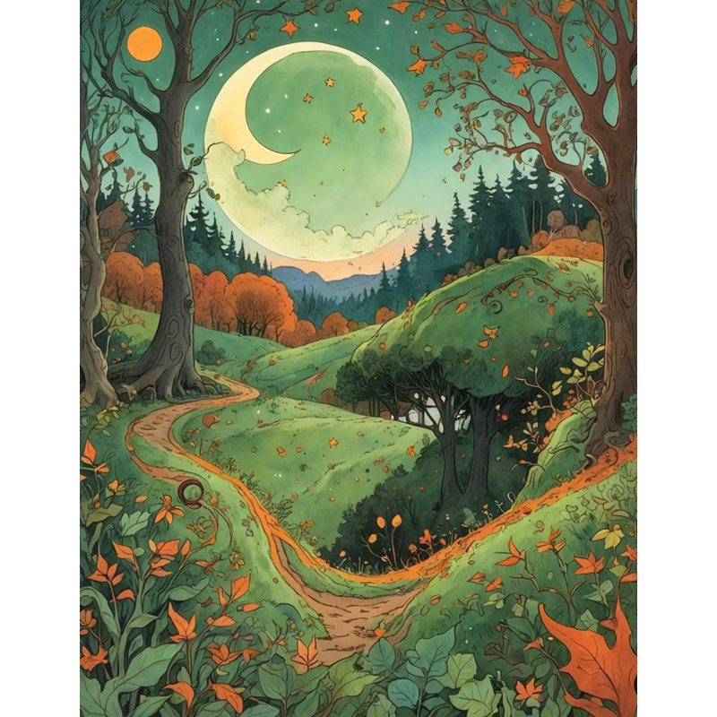 «Enchanted Moonlit Forest», art mural sur toile tendue, H 16 po x l 12 po x P 1 po