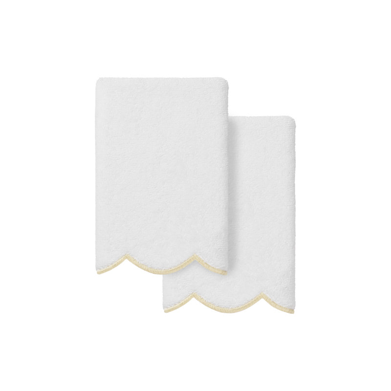  Ensemble de serviettes 100% coton turc ADORNIA, Blanc / beige, Ensemble de 2 serviettes à doigts