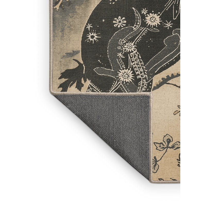 Tapis oriental doux et moelleux à motif oriental noir et beige, 8 x 12