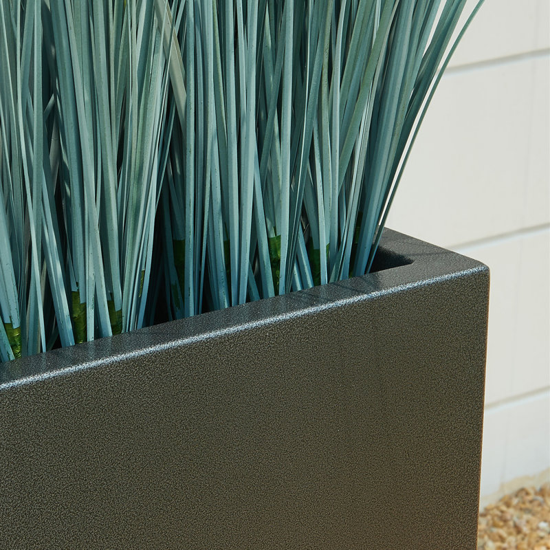 Dorina Acacia Metal Square Planter Boxes, Gray