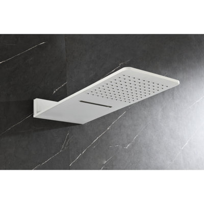 Wall Mounted Waterfall Shower System - 3 Body Sprays & Handheld White Brass With Natural Rainfall Feeling