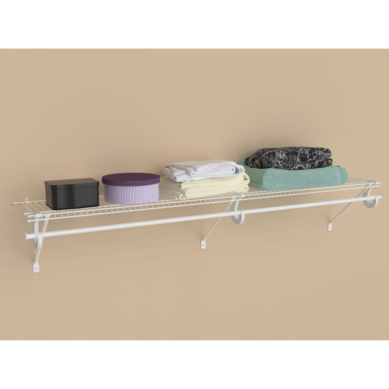 Ensemble de tablettes de rangement en fil blanc SuperSlide avec tringle pour garde-robe, H 5,25 po x l 72 po x P 12 po