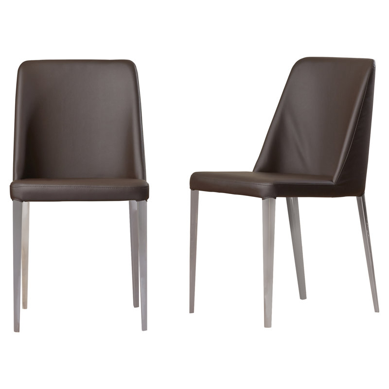 Chaise de salle à manger rembourrée Chromium, Brun