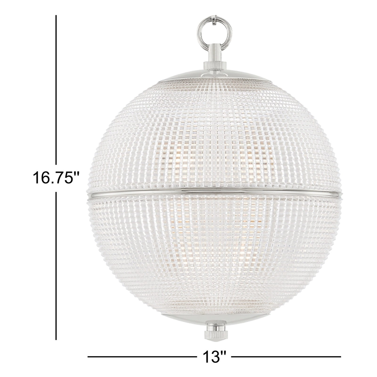 Sphere No. 3 Single Light Pendant, Polished Nickel, 22.75" H x 18.25" W x 18.25" D