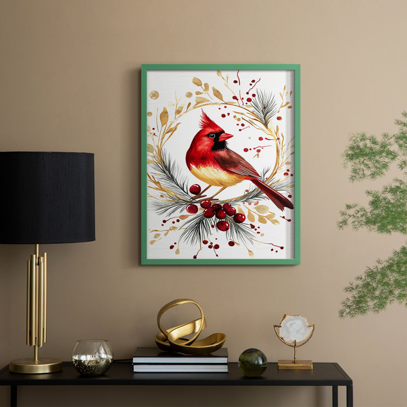 «Christmas Holiday Art CMXCII», reproduction d'art encadrée - bois massif, H 15 po x l 12 po, Vert