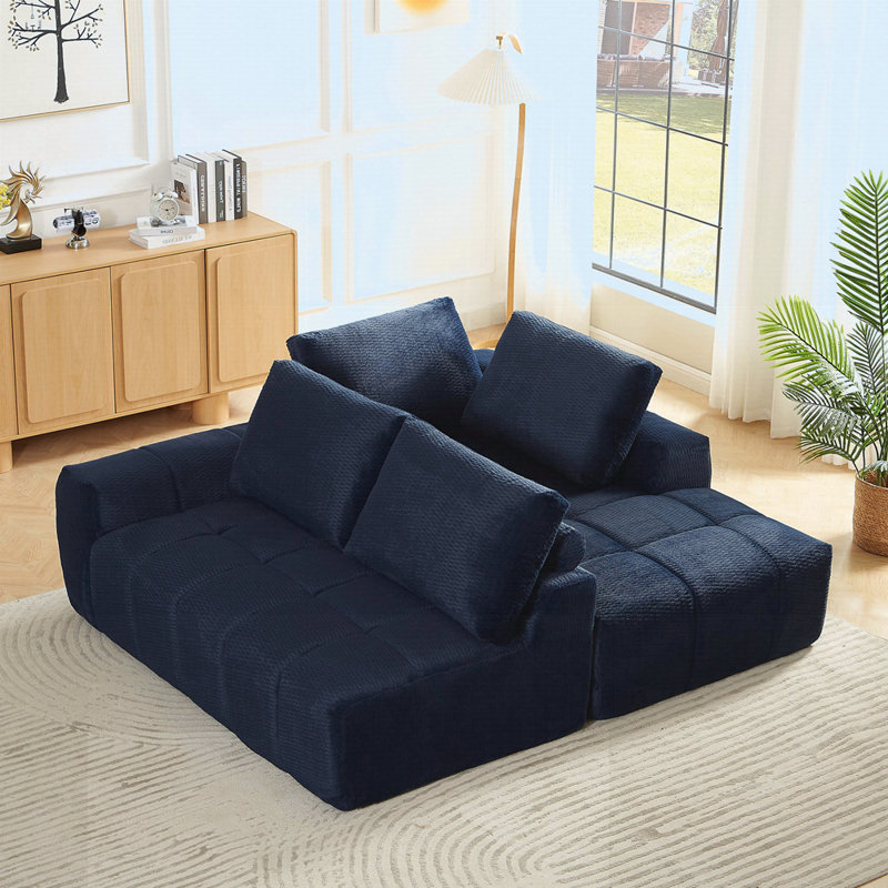 Canapé modulaire surdimensionné en L FAUX FUR avec design minimaliste, canapé-lit confortable pour une détente ultime