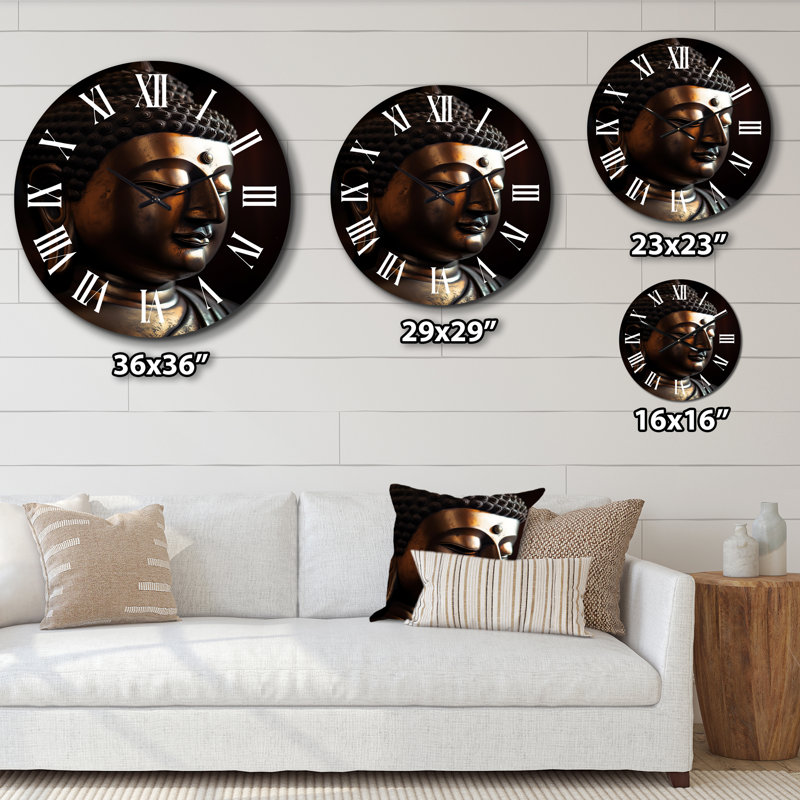 Horloge murale en métal Golden Buddha, Grand