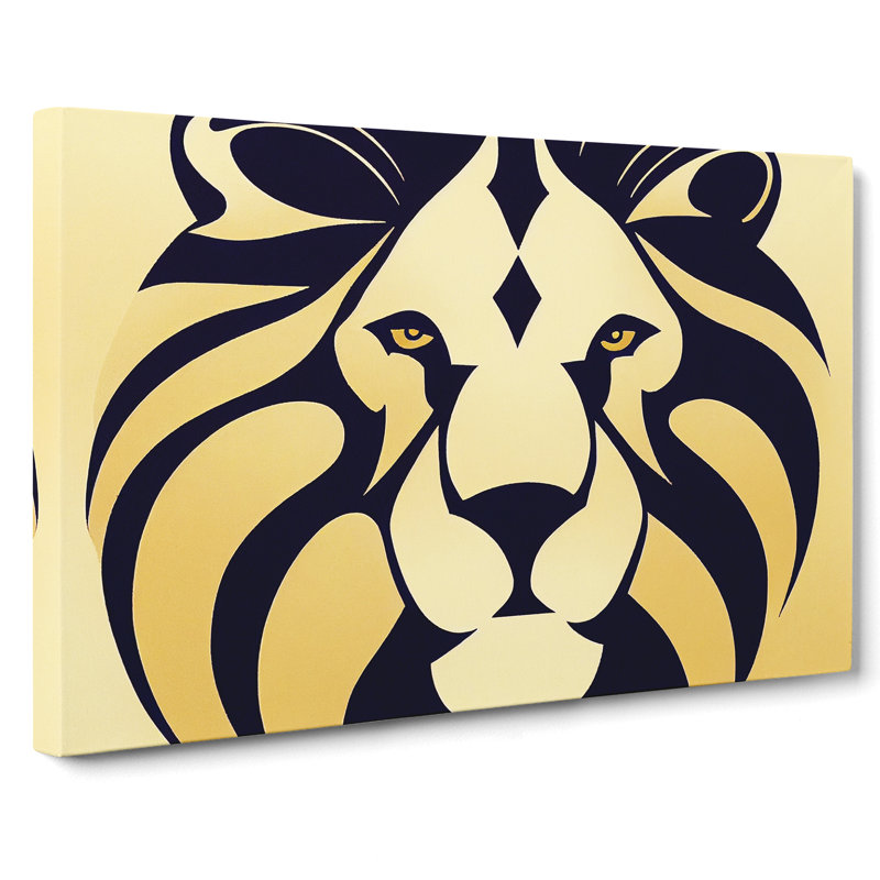 Lion Art Deco Vol.3 Abstract - Wrapped Canvas Print, 35cm H x 50cm W x 3cm D