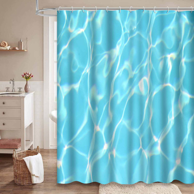 Rideau de douche abstrait bleu avec 12 crochets, L 72 po x l 72 po