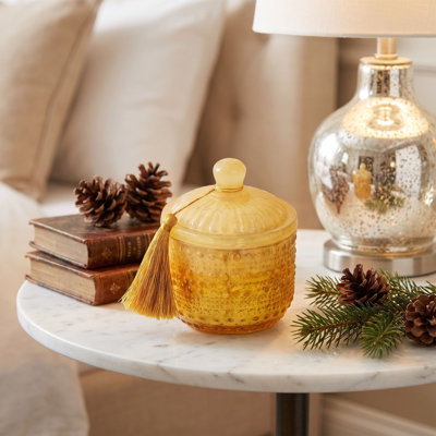 Bougie en verre avec couvercle « Fête au foyer »
