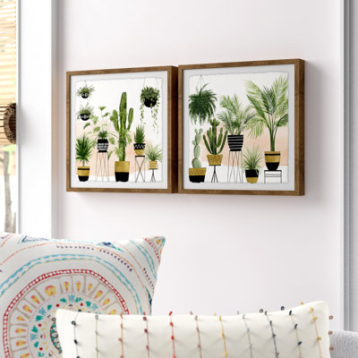 «Interior Oasis Diptych», ensemble de 2 reproductions encadrées