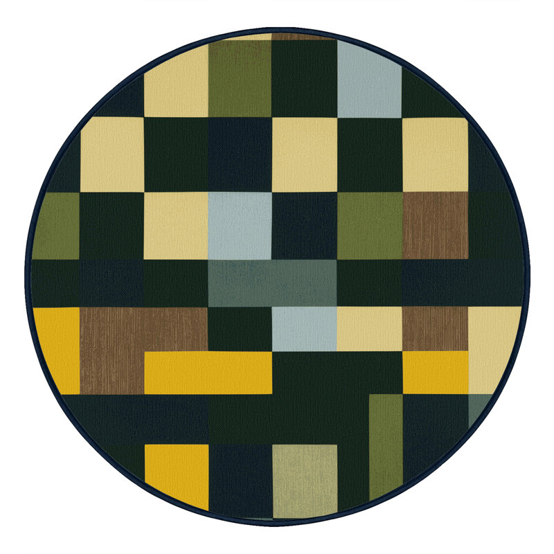 Tiled Greenery Rug, Round 3'