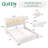 Queen Size Bed with 2 Storage Drawers & Upholstered Headboard, Platform Bed Frame with Led Lights & Charging Station, White-886229514-886229518