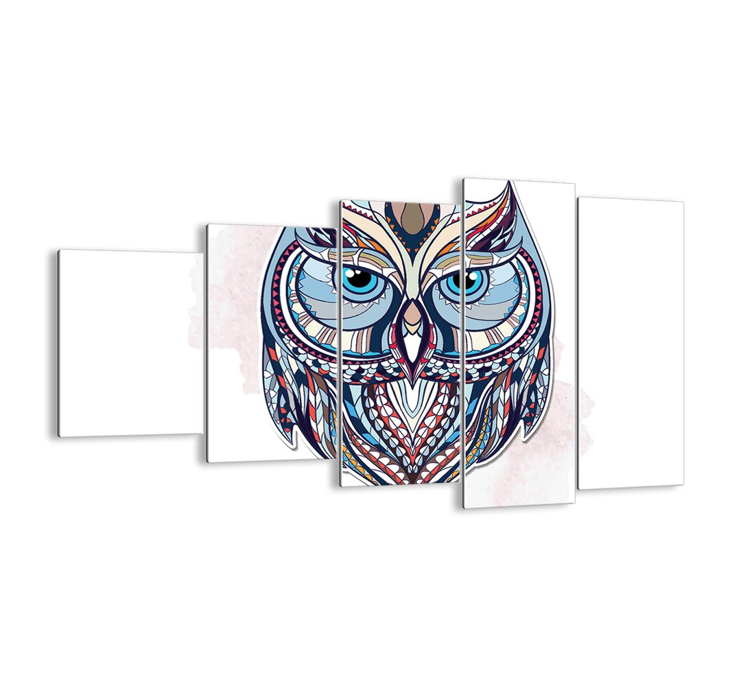 A Sophisticated Ornamental Owl' - 5 Stück ungerahmte Grafik auf Glas