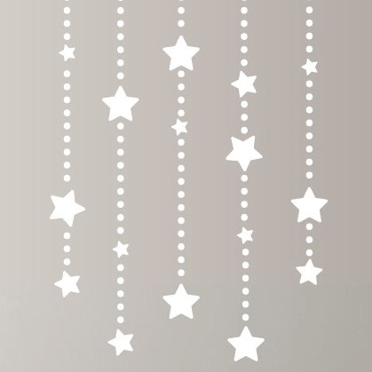 Décalcomanie murale étoile éléments suspendus, H 45 po x l 30 po x P 0,01 po, Blanc
