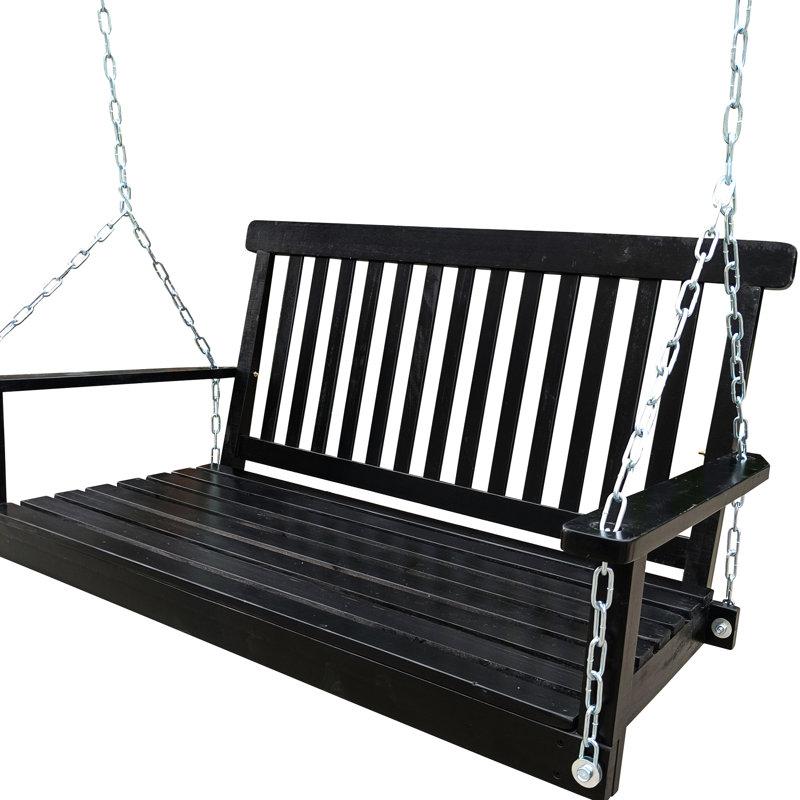 Banc de balancelle avec fabrication en bois. Noir, capacité de 800 lb, facile à assembler pour le patio extérieur, jardin, jardin, cour, véranda