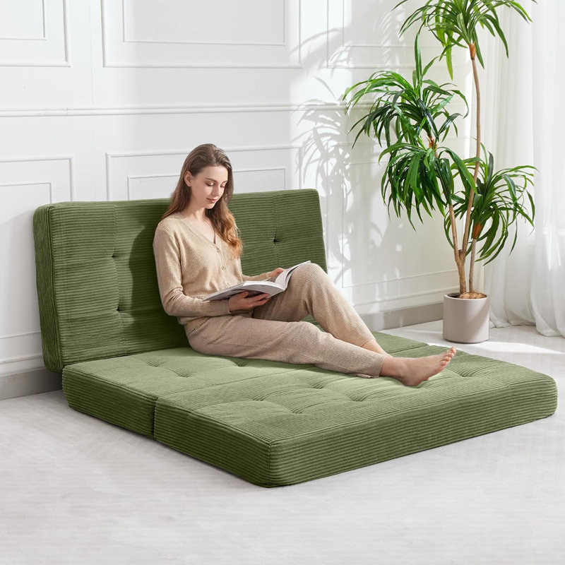 Canapé-lit de plancher pliable avec mousse de soutien à haute densité, matelas pliable de 6 pouces