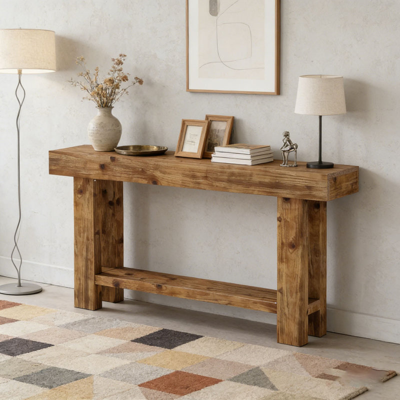 63" Solid Wood Console Table