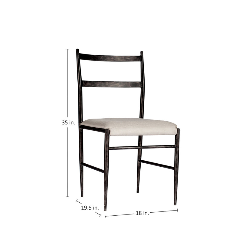 Ward Ladder Back Side Chair in White Leather
