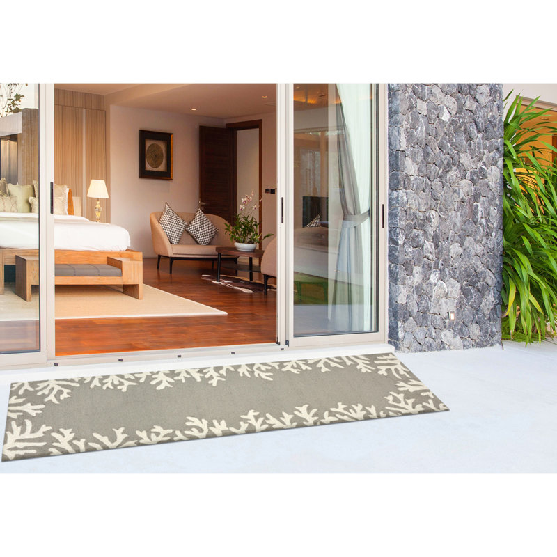 Tapis intérieur / extérieur gris touffeté à la main Bellavia, Tapis de couloir 2 pi x 8 pi