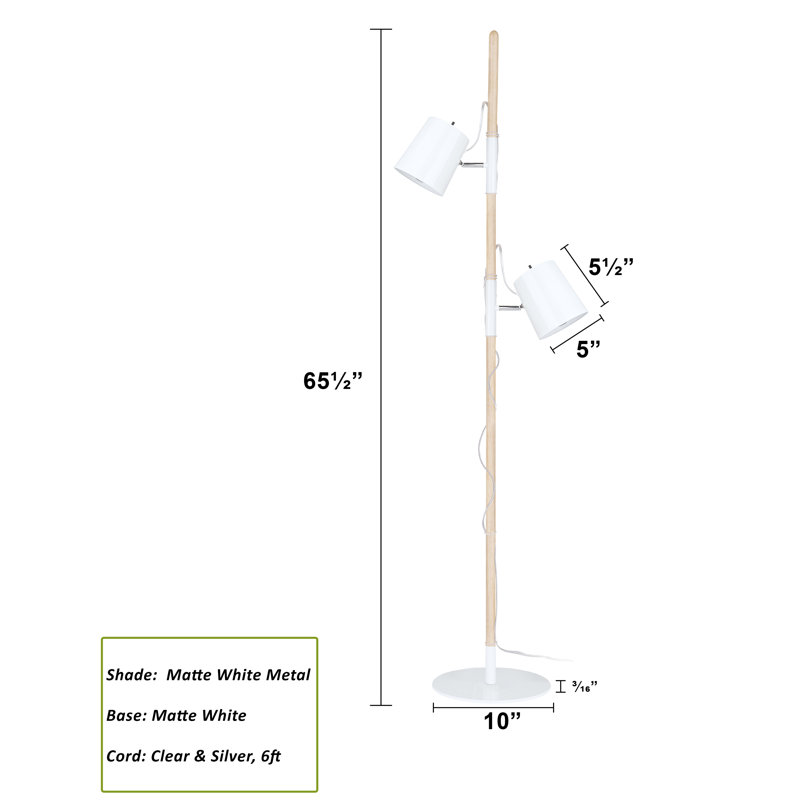 Grondin 61.5'' Tree Floor Lamp, Matte White, Matte White