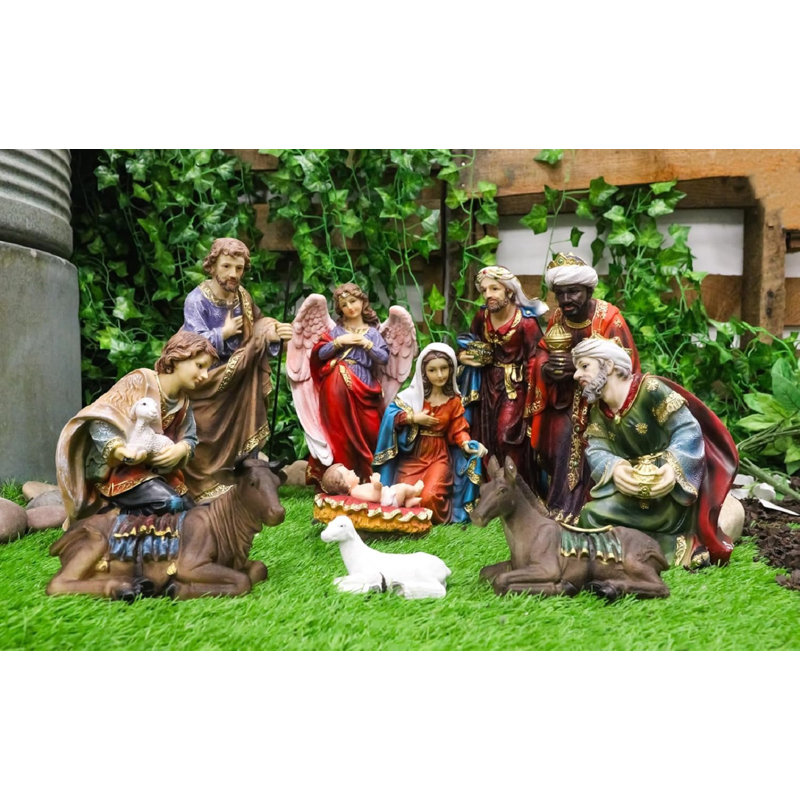 Crèche de Noël Mary Joseph Jesus, ensemble de figurines 11 pièces