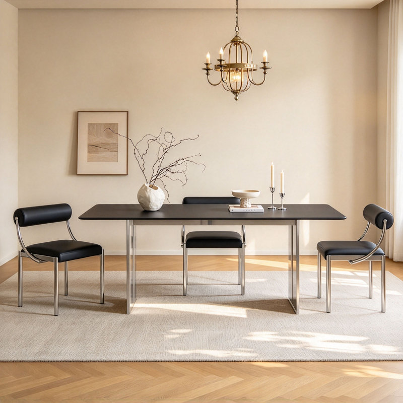 Concrete Top Dining Set, 29.5" H x 78.7" W x 31.5" D, 9