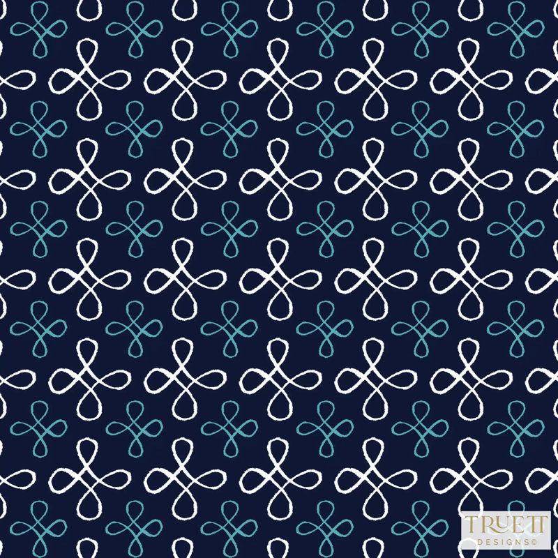 Palace Floor Small Repeat Luxury Wallpaper, Navy, Cellulose/Polyester