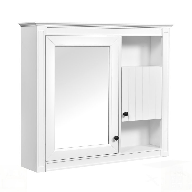 Armoire de salle de bain murale avec miroir et 3 tablettes, parfaite pour le rangement au-dessus de la toilette et peu encombrante