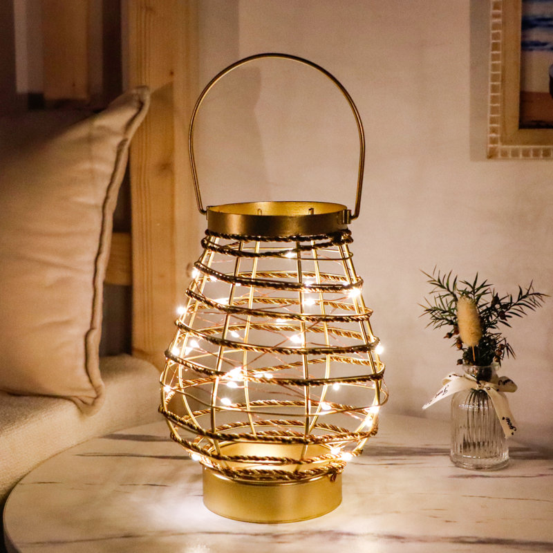 Metal Cordless Table Lamp 8 "H Metal Cage LED Cage Lamp with 6-Hour Timer