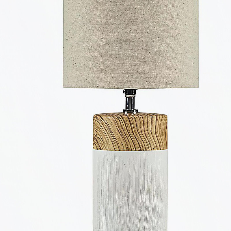 Lampe de table en céramique texturée, Beige, Blanc / jaune