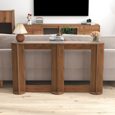 55 Inch Narrow Console Table Behind Couch, Fluted Skinny Entryway Table, Slim Sofa Table