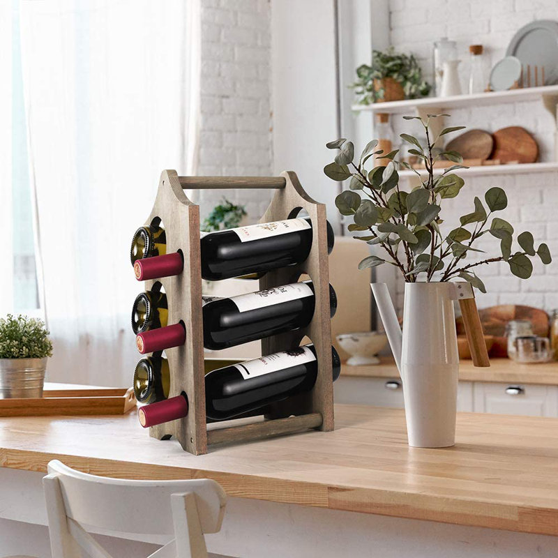 Maelyne 6 Bottle Tabletop Wine Bottle Rack, Brown