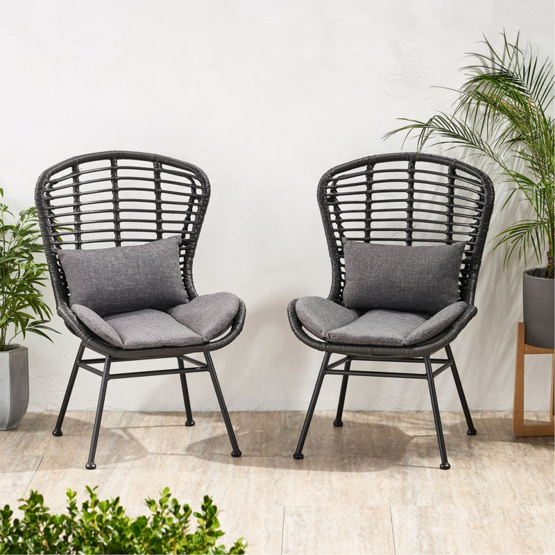 Chaise de patio grise avec support en fer et chaise d'extérieur Water-Linings en construction, Gris, Gris