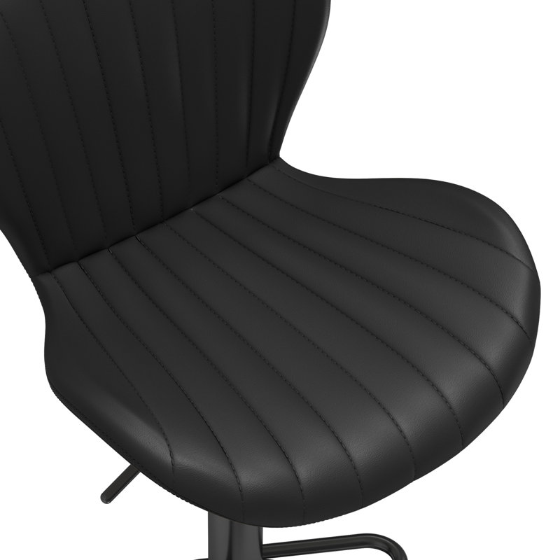Ensemble de 3 tabourets de bar pivotants, hauteur réglable de 56 à 76 cm, en similicuir noir, avec dossier, pour îlot de cuisine et bar à domicile.