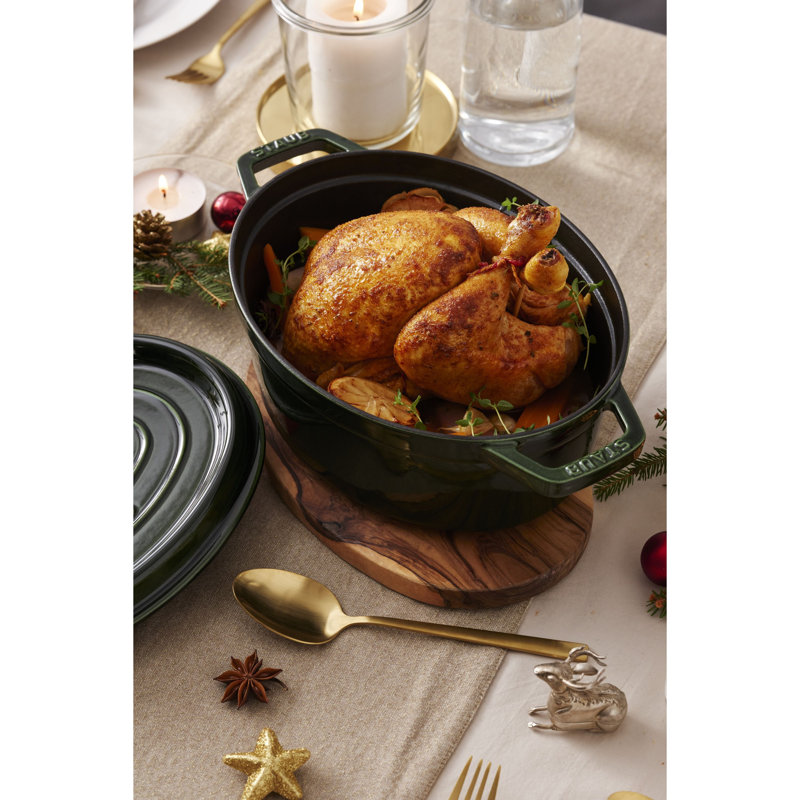 Staub Cast Iron Oval Cocotte, Basil, 5.75 qt