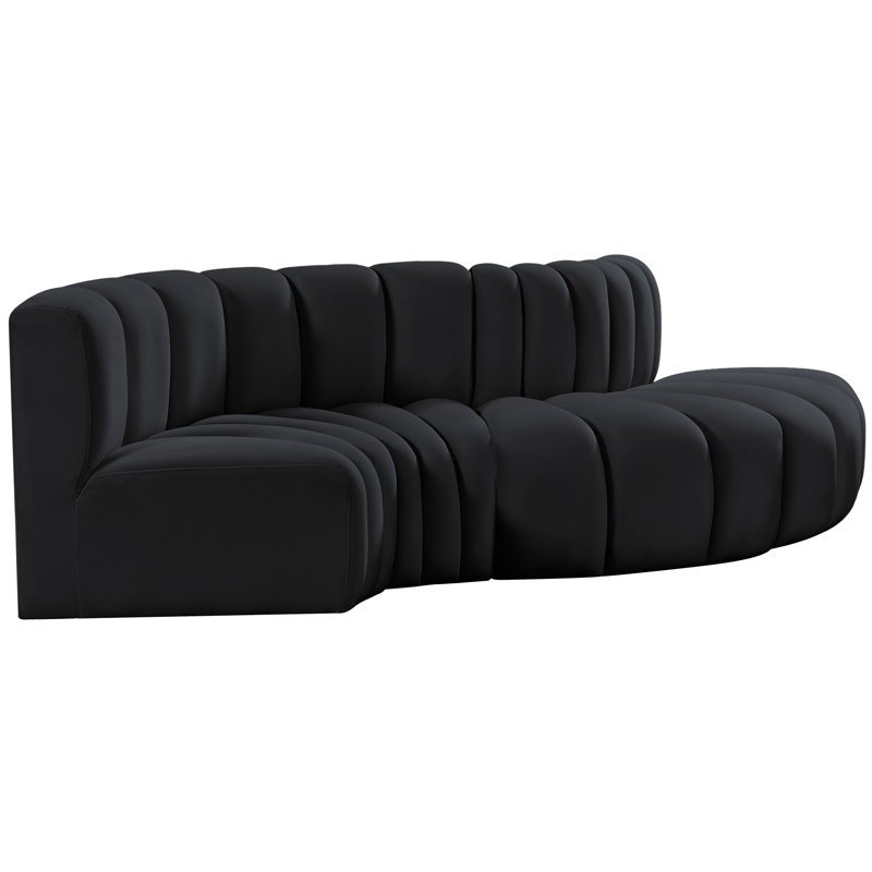Houssam Upholstered Curved Sectional Reversible, Black Velvet