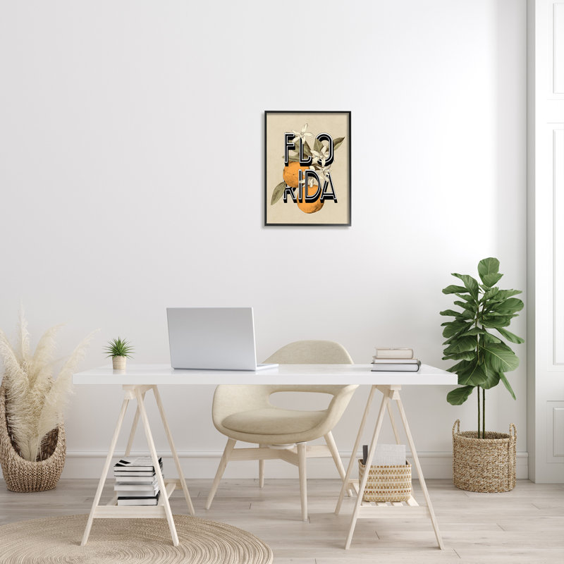 Florida Orange Blossoms State, Floride, Giclée encadrée noir minuit, H 20 po x l 16 po x P 1,5 po