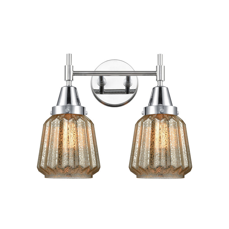 Éclairage pour meuble-lavabo à 2 lumières à intensité variable Gayle, Grainé, Chrome poli, Ampoule non incluse