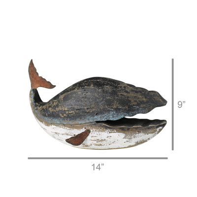 Eastport Rustic Wood and Metal Whale
