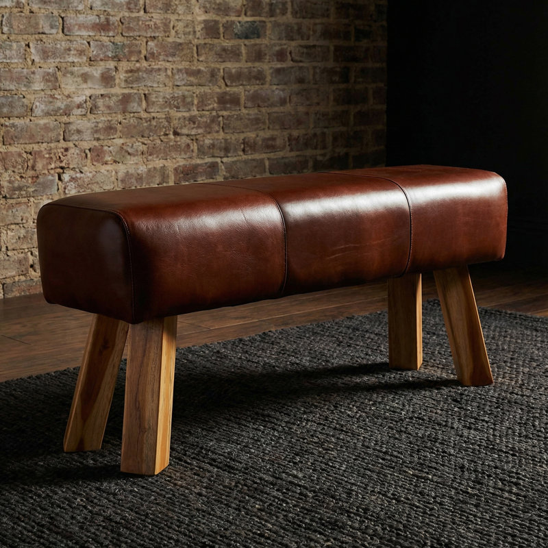Lika Bench Ottoman Genuine 100% Leather, Brown