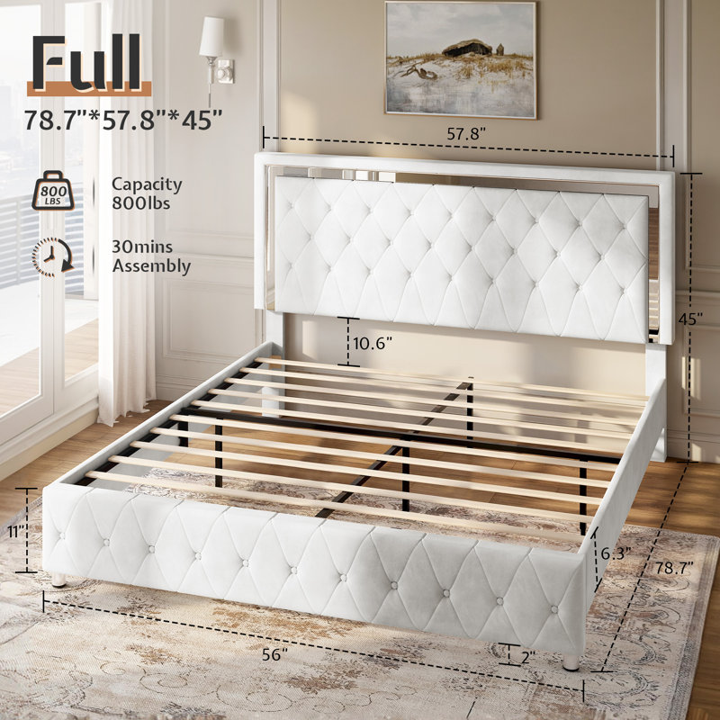 Lit standard capitonné Gerasim, Lit double, Blanc