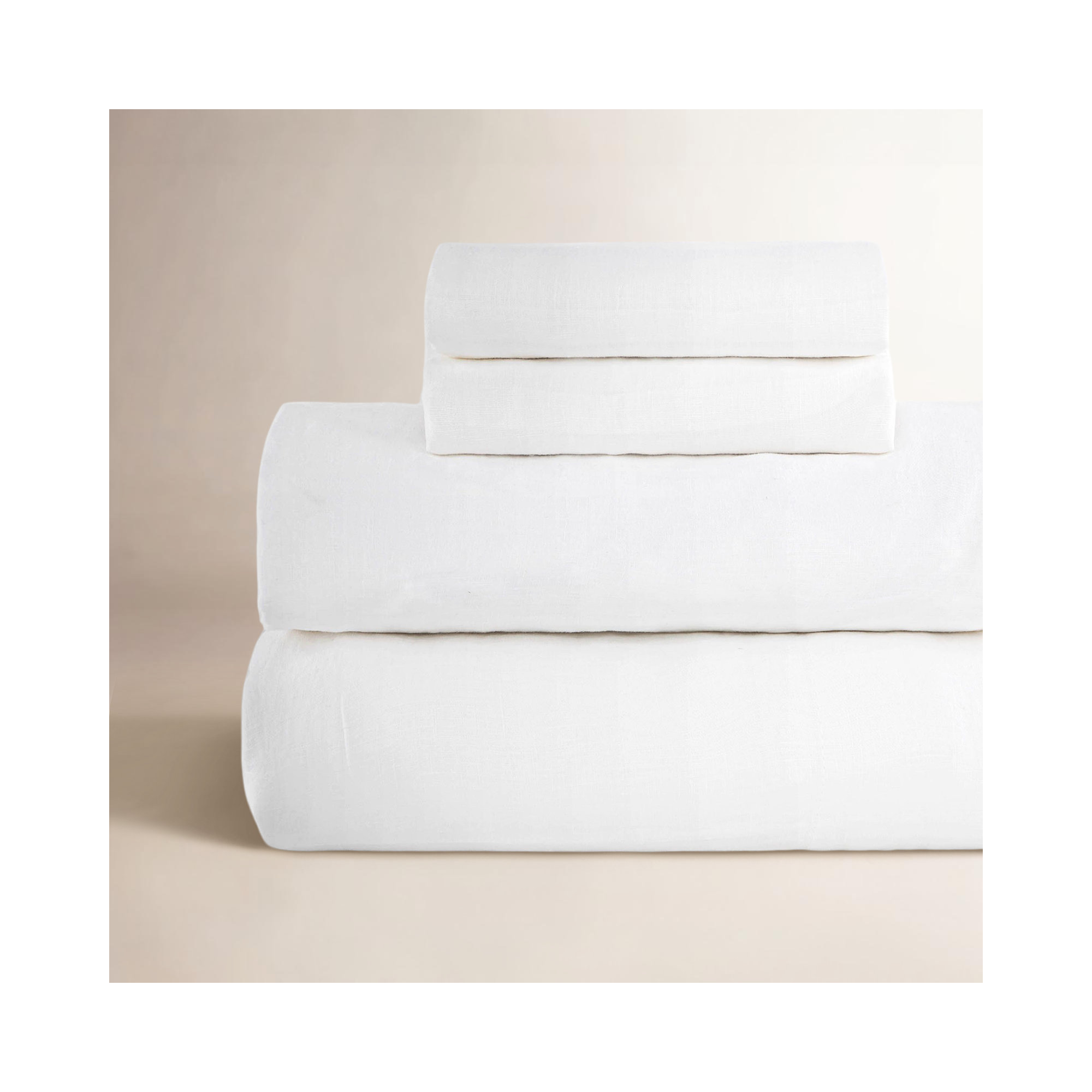 100% French Linen Sheet Set, Full Sheet Set with 2 Pillowcases, White